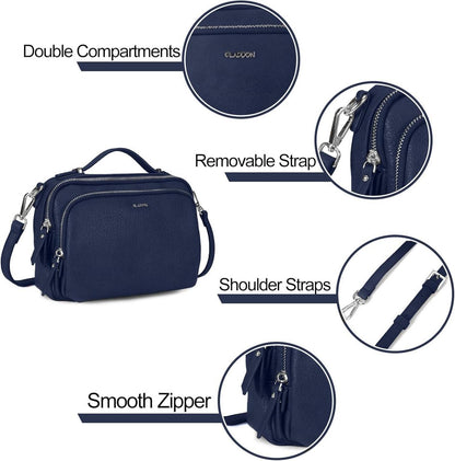 Gladdon Umhängetasche Damen Leder Crossbody Handtasche Navy