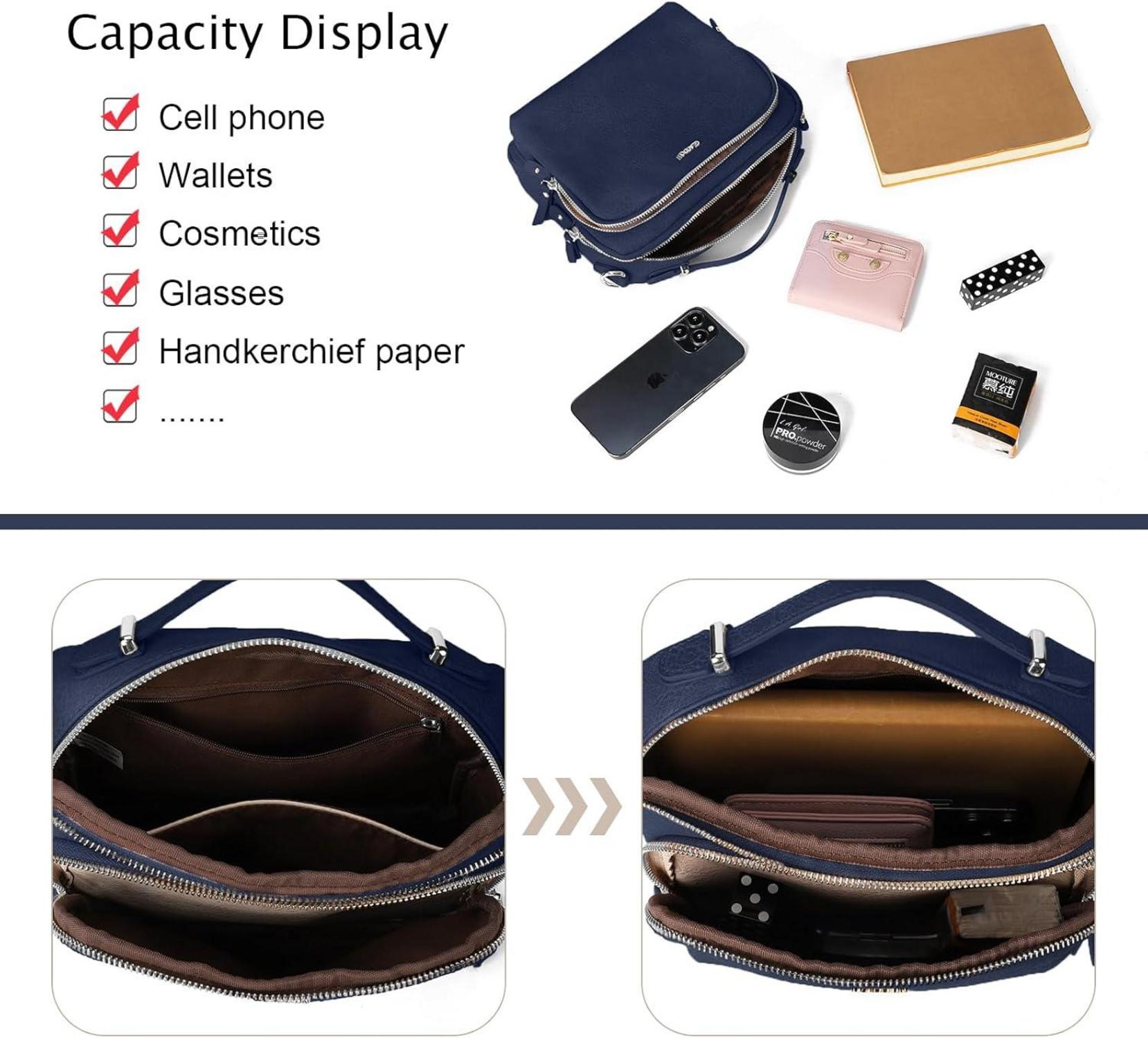 Gladdon Umhängetasche Damen Schultertasche Blau Leder Handtasche Kleine