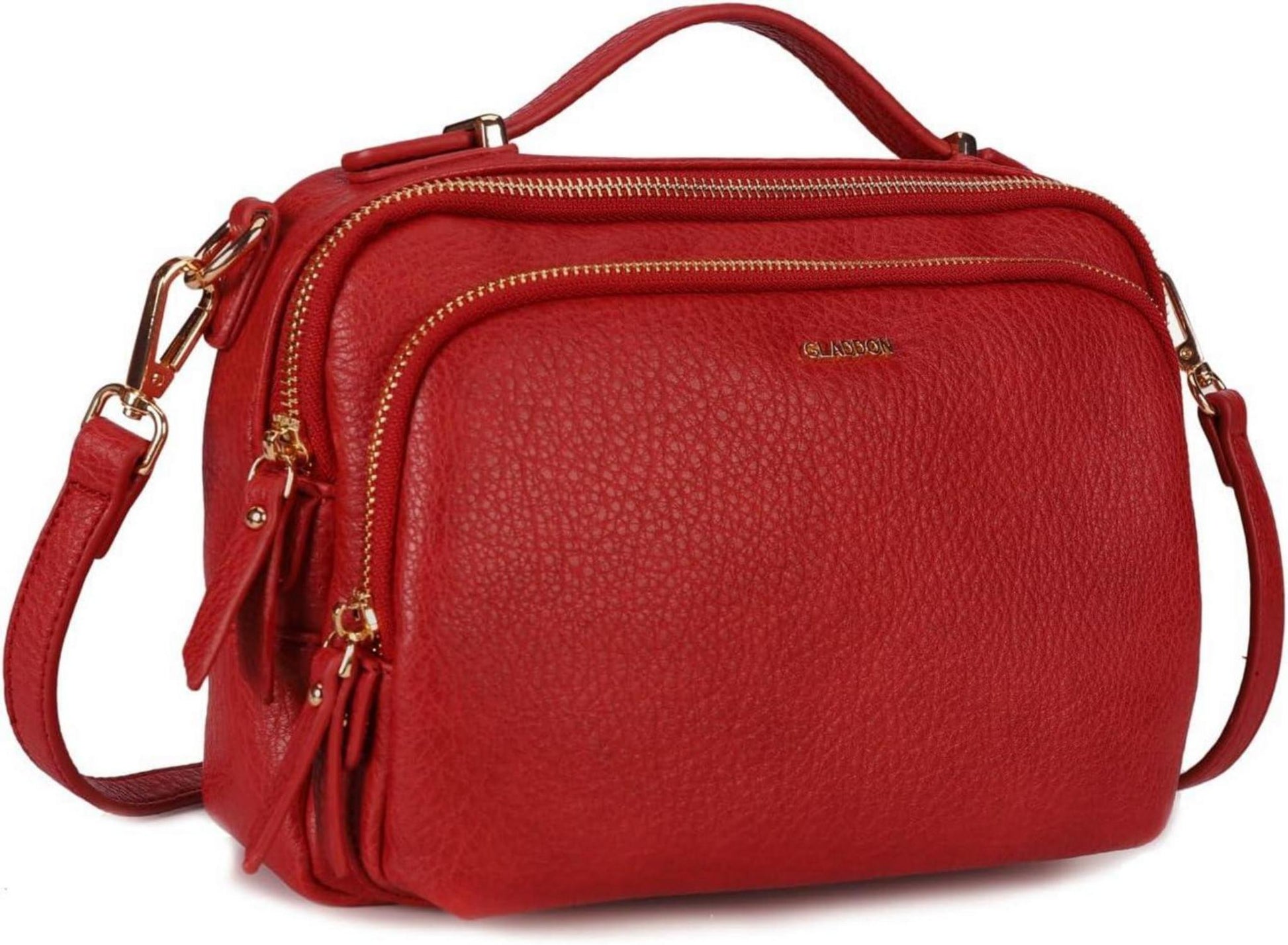Umhängetasche Damen Schultertasche Crossbody Leder Handtasche Rot