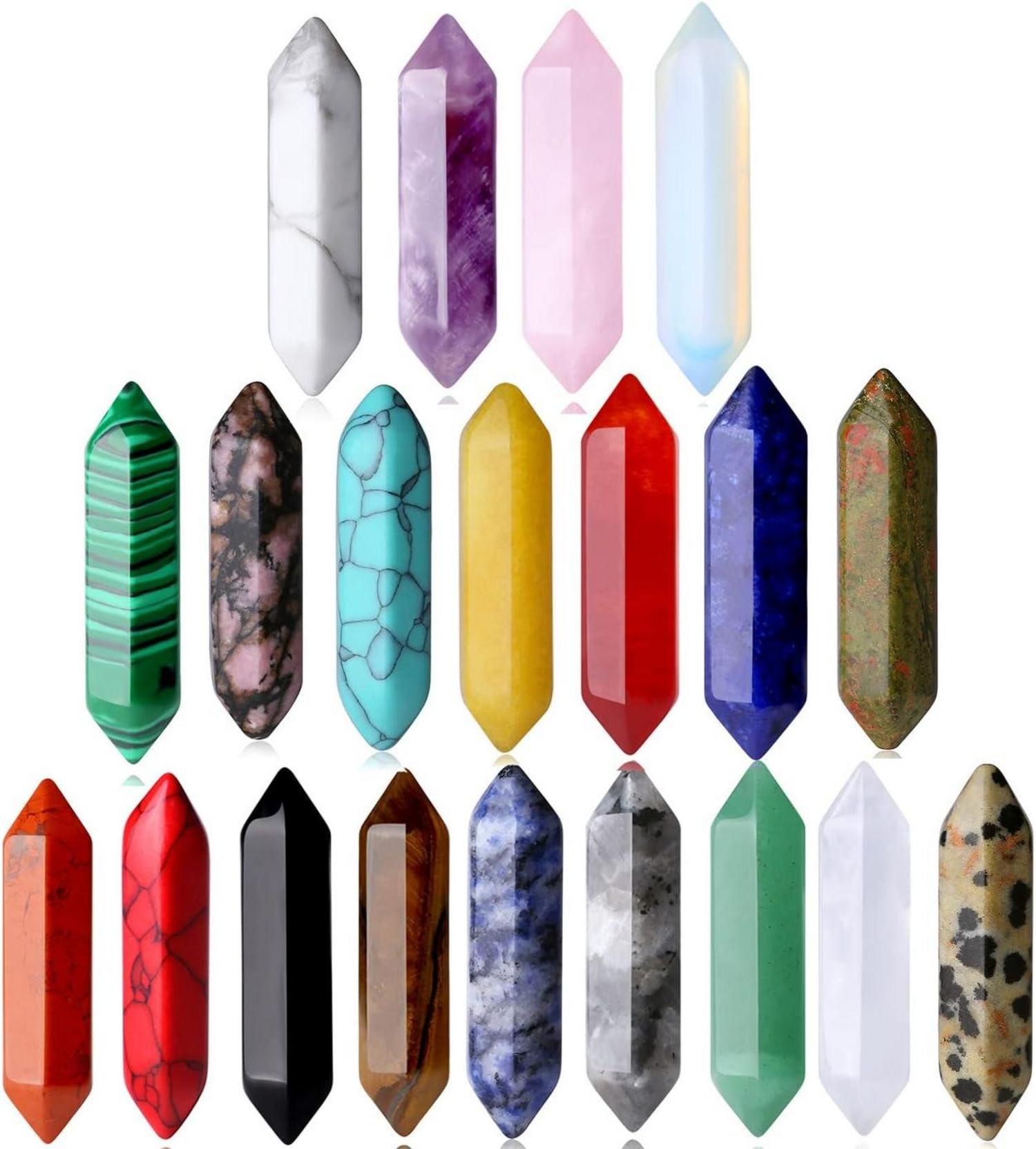 Kristall Heilung Edelsteine Set Chakra Zauberstab Tigerauge Quarz 20PC