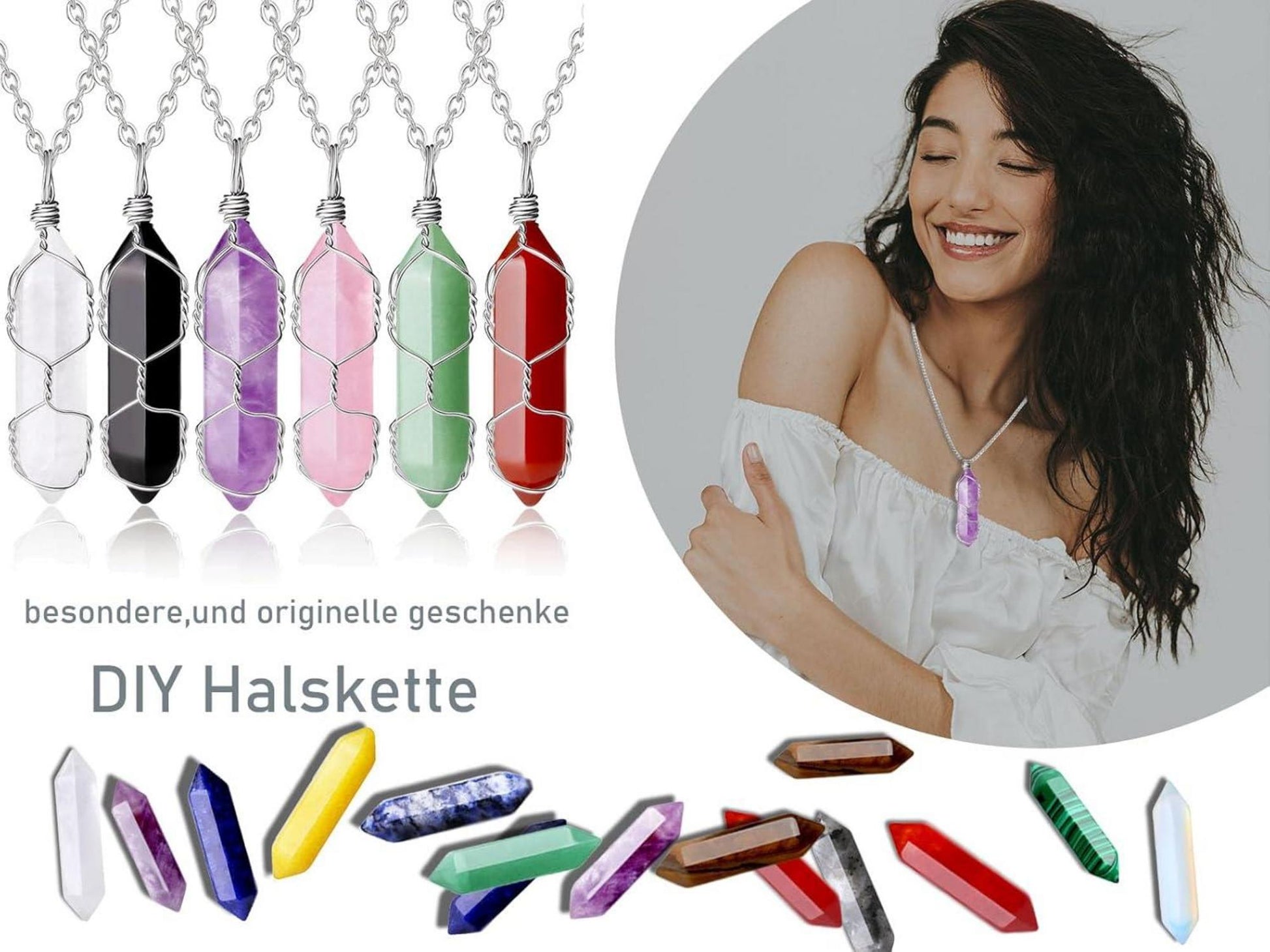 20PC Kristalle Steine Set Heilung Chakra Amethyst Rosenquarz Tigerauge Klarer