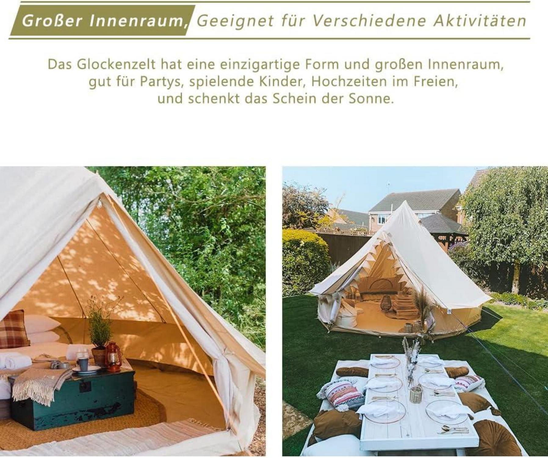 Medium TOMOUNT Glockenzelt 3m Baumwolle Camping Zelt 3-6