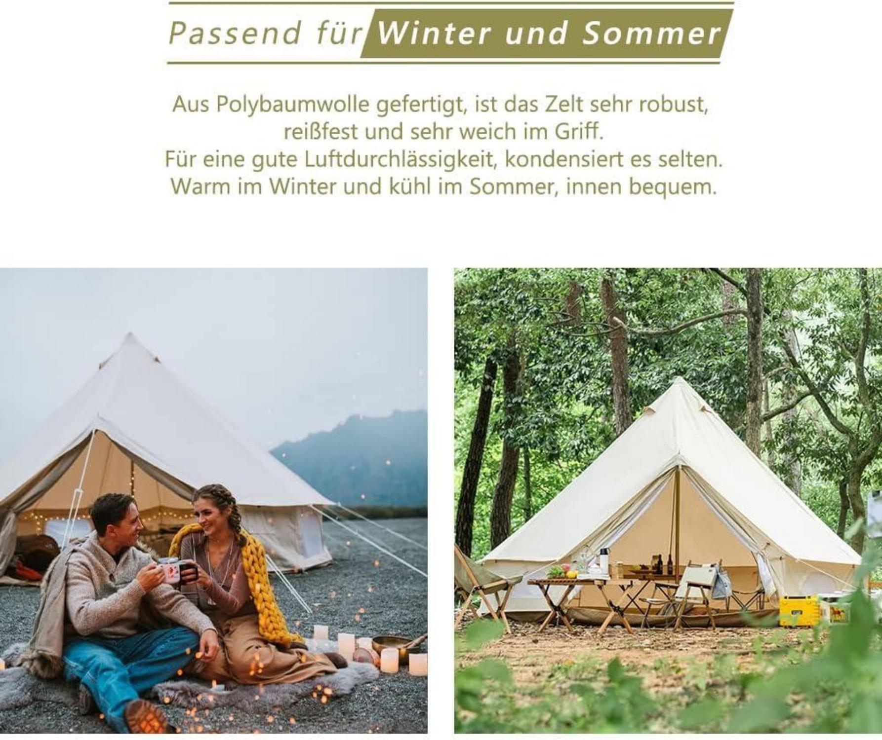 Glockenzelt Baumwolle 3m 4m Glamping Familien Outdoor Camping Zelt