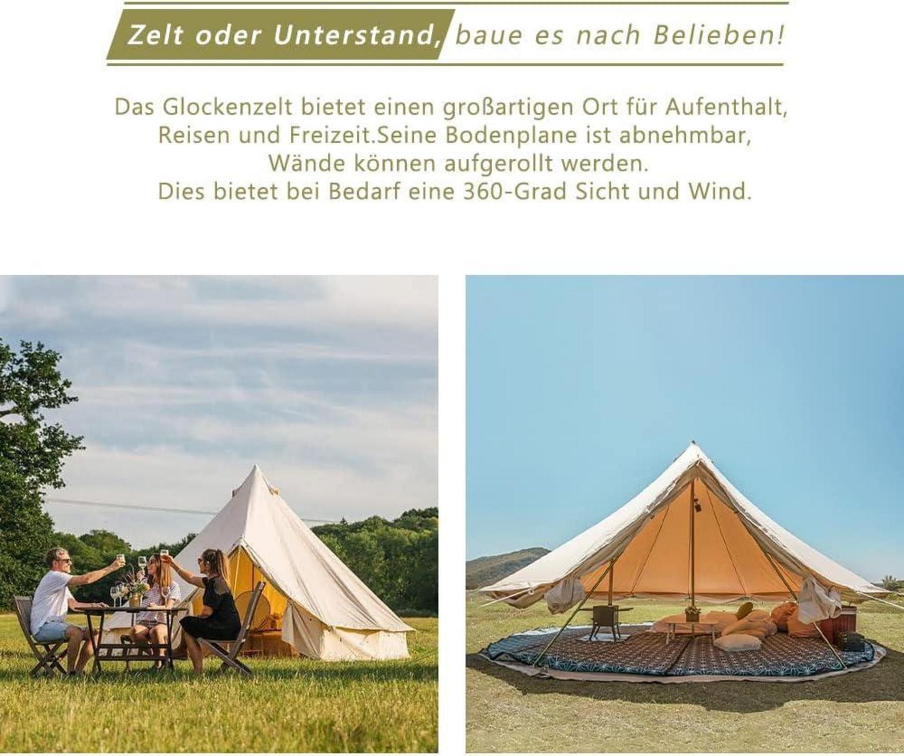 TOMOUNT Glockenzelt 3m Glamping Baumwolle 6 Personen Outdoor Camping Feste