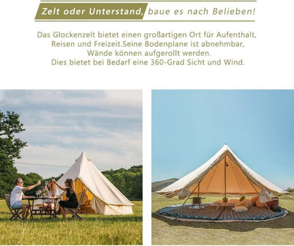 TOMOUNT Glockenzelt 3m Glamping Baumwolle 6 Personen Outdoor Camping Feste