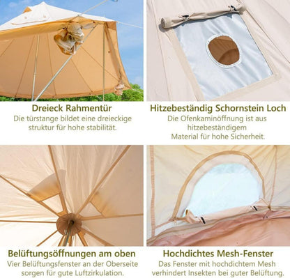 TOMOUNT Glockenzelt 3m Baumwolle Glamping Zelt für 3-6 PersonenFamilienzelt