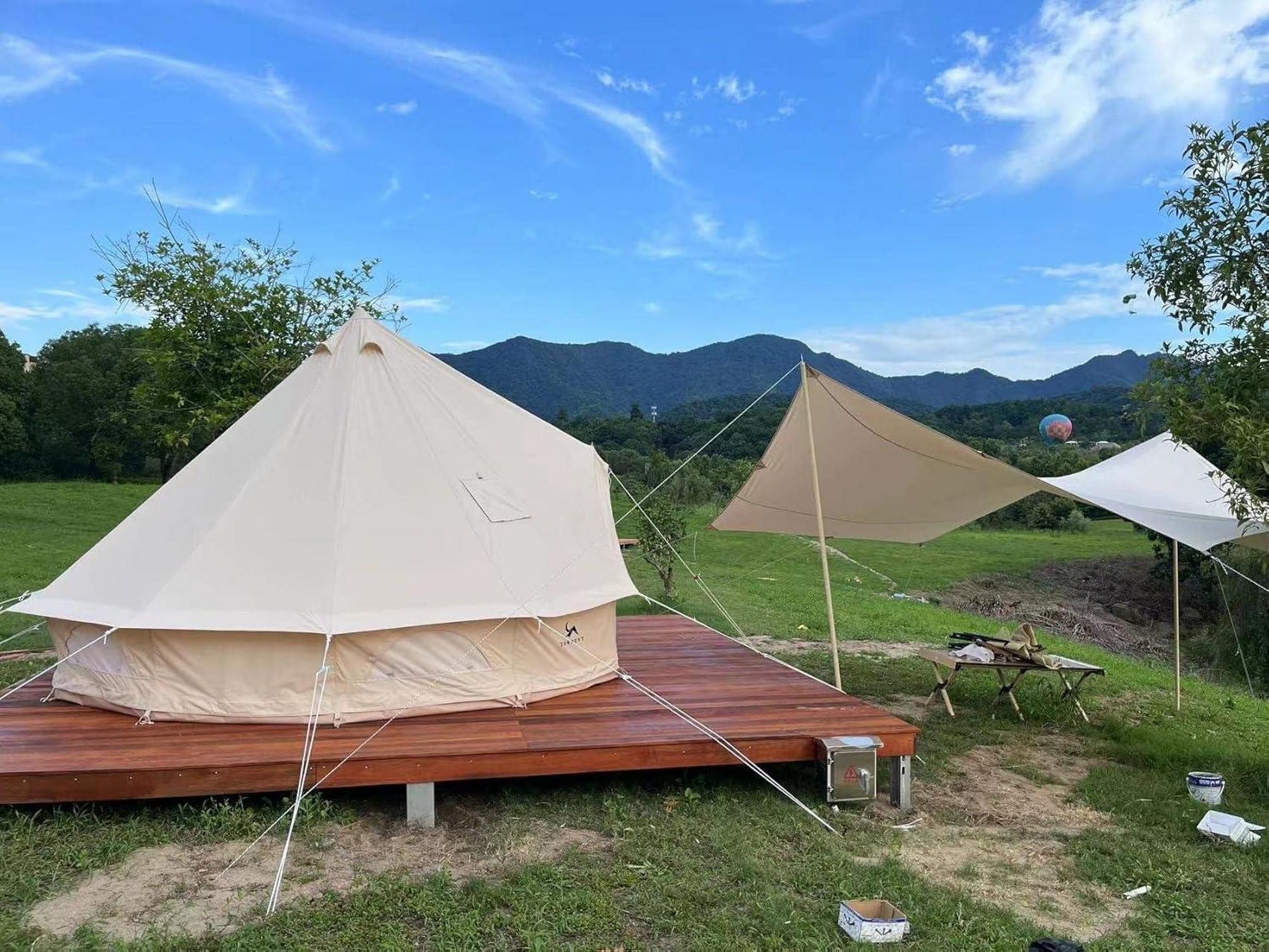 TOMOUNT Glockenzelt 3m Baumwolle Glamping Zelt für 3-6 PersonenFamilienzelt