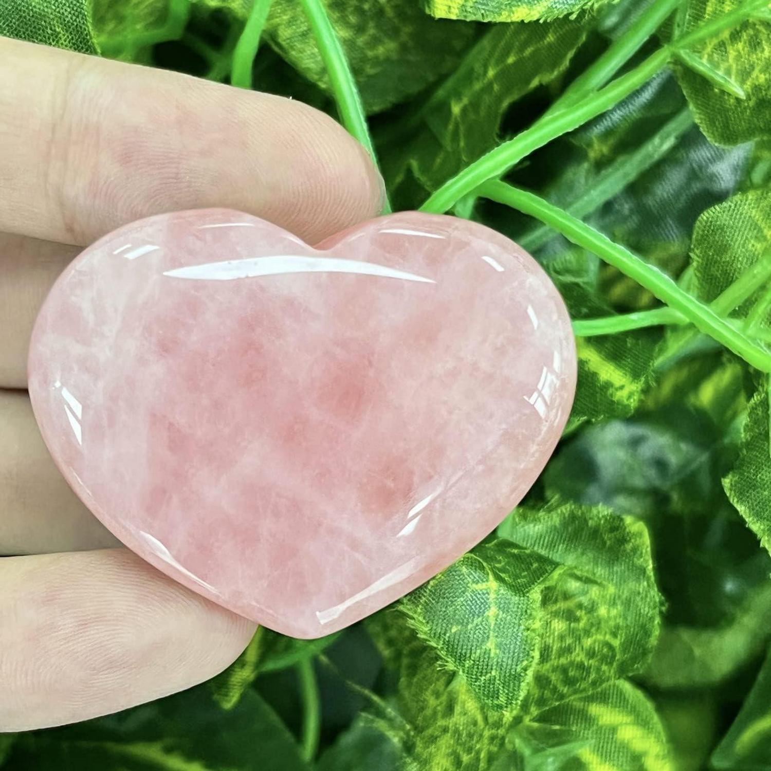 Rosenquarz Herz Kristalle 45mm Groß Liebe Stein Geschenke