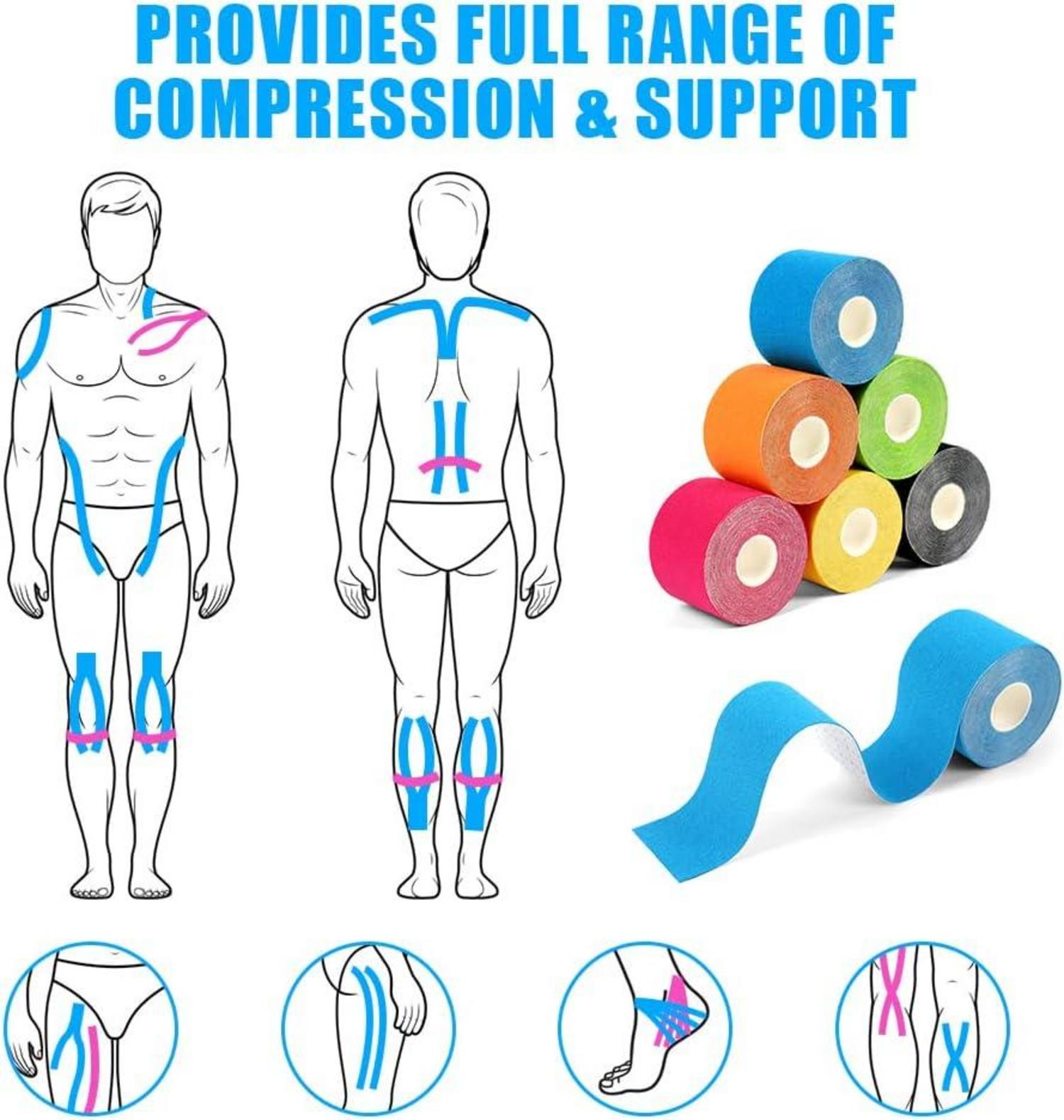 6er Set Kinesiologie Tape wasserfest 5mx5cm Sport Physiotape