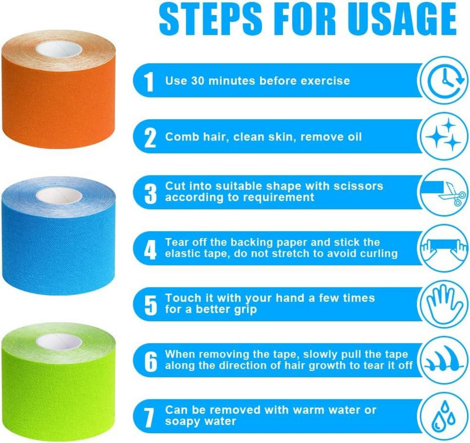 6er Set Kinesiologie Tape wasserfest 5mx5cm Sport Physiotape