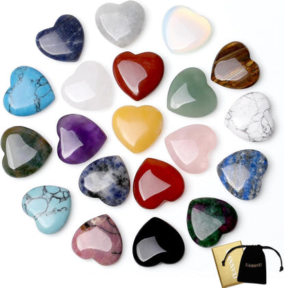 Kristall Herz Edelsteine Set Rosenquarz Amethyst Chakra Reiki
