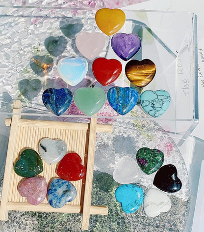 20 Stück Kristalle Herz Edelsteine Rosenquarz Amethyst Glückssteine Set