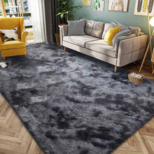 Flauschiger Teppich 250x300cm Rechteckig Schwarz Grau