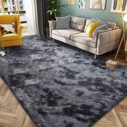 Flauschiger Teppich 250x300cm Rechteckig Schwarz Grau