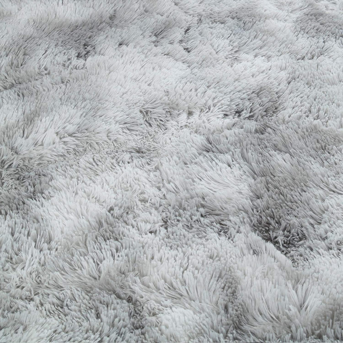 Flauschiger Hochflor Teppich Grau Weiß 250x300cm Rechteckig