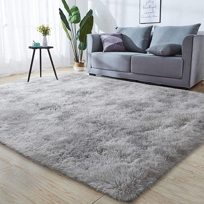 Flauschiger Hochflor Teppich Grau Weiß 250x300cm Rechteckig