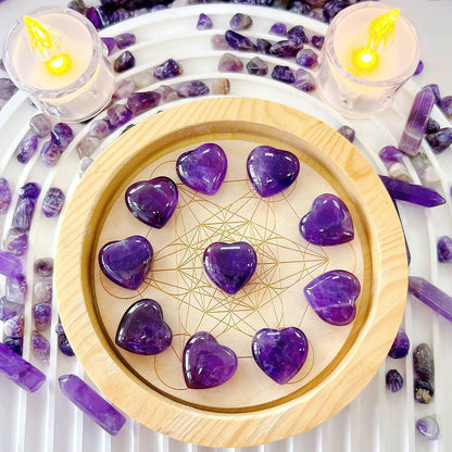 Amethyst Herz Heilkristalle Set für Liebe & Wohlbefinden
