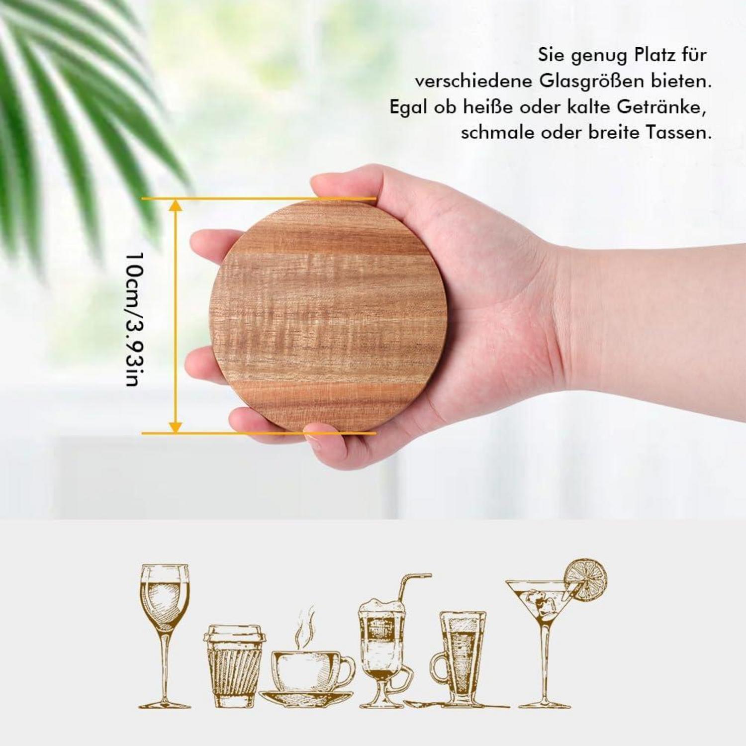Untersetzer Holz 6er Set Glasuntersetzer Flaschenöffner Halter