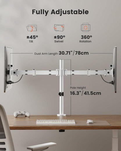 ErGear Monitor Halterung 2 Monitore | Neigbar Schwenkbar Drehungbar | VESA 75/100 | 8 kg