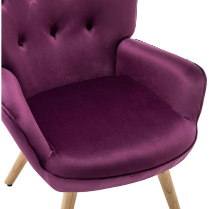Lila Ohrensessel mit Hocker – Samt Relaxsessel für Wohnzimmer