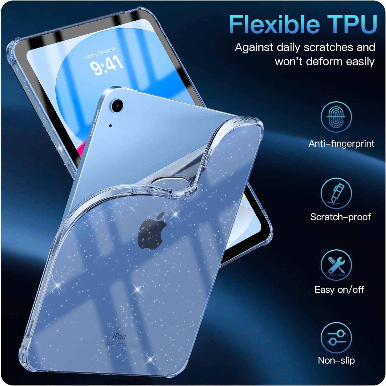 TiMOVO iPad 10.9 Zoll 2022 Hülle Klar Glitzer TPU Schutzhülle