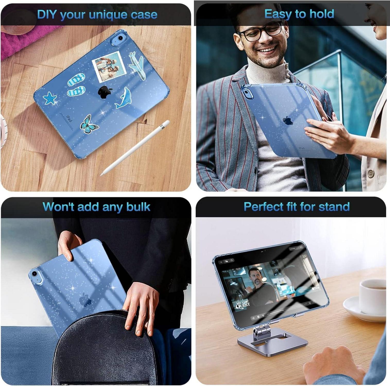 TiMOVO iPad 10.9 Zoll 2022 Hülle - Schlanke TPU Schutzhülle mit Glitzer Rückseite