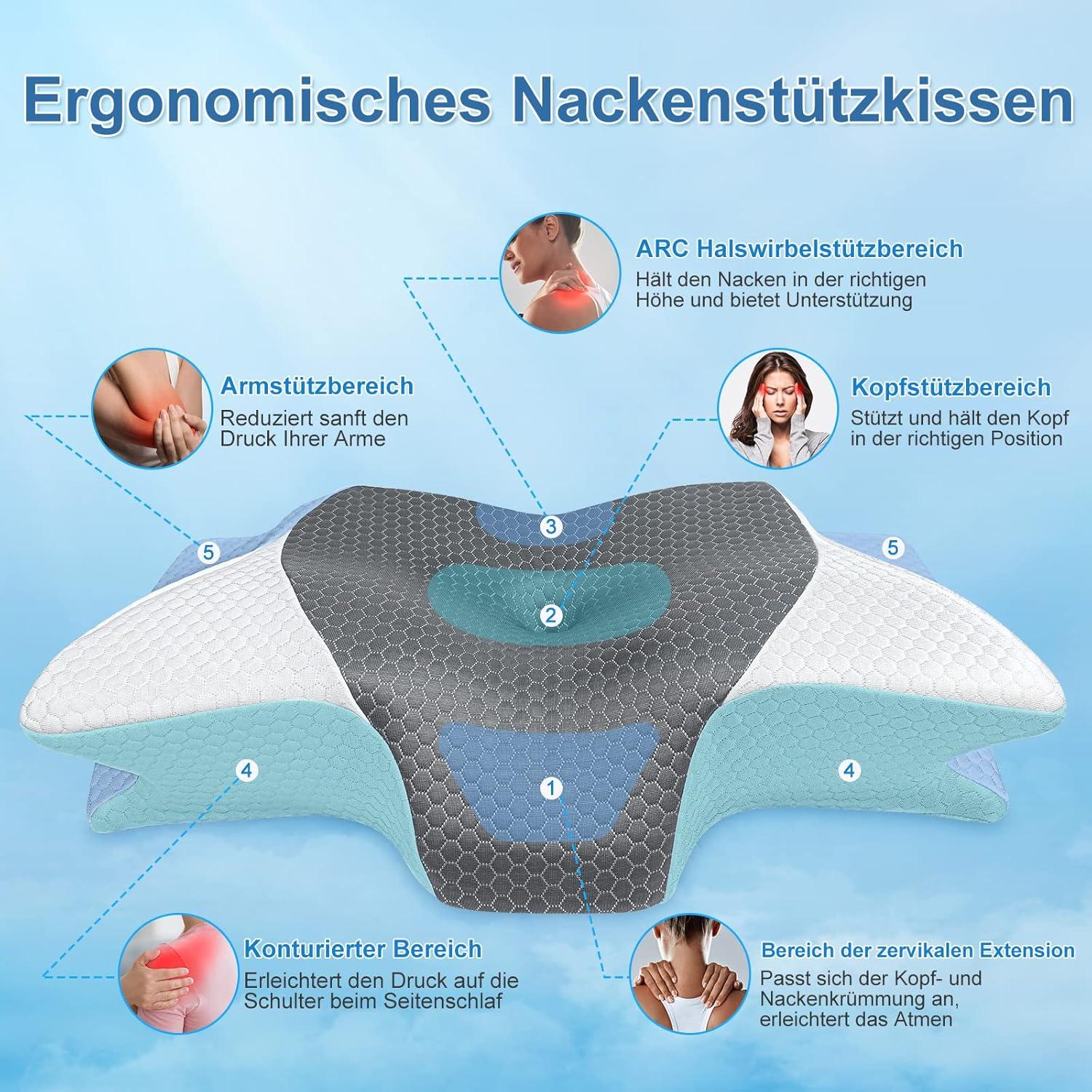 Ergonomisches Memory-Schaum Nackenkissen für Schlafkomfort
