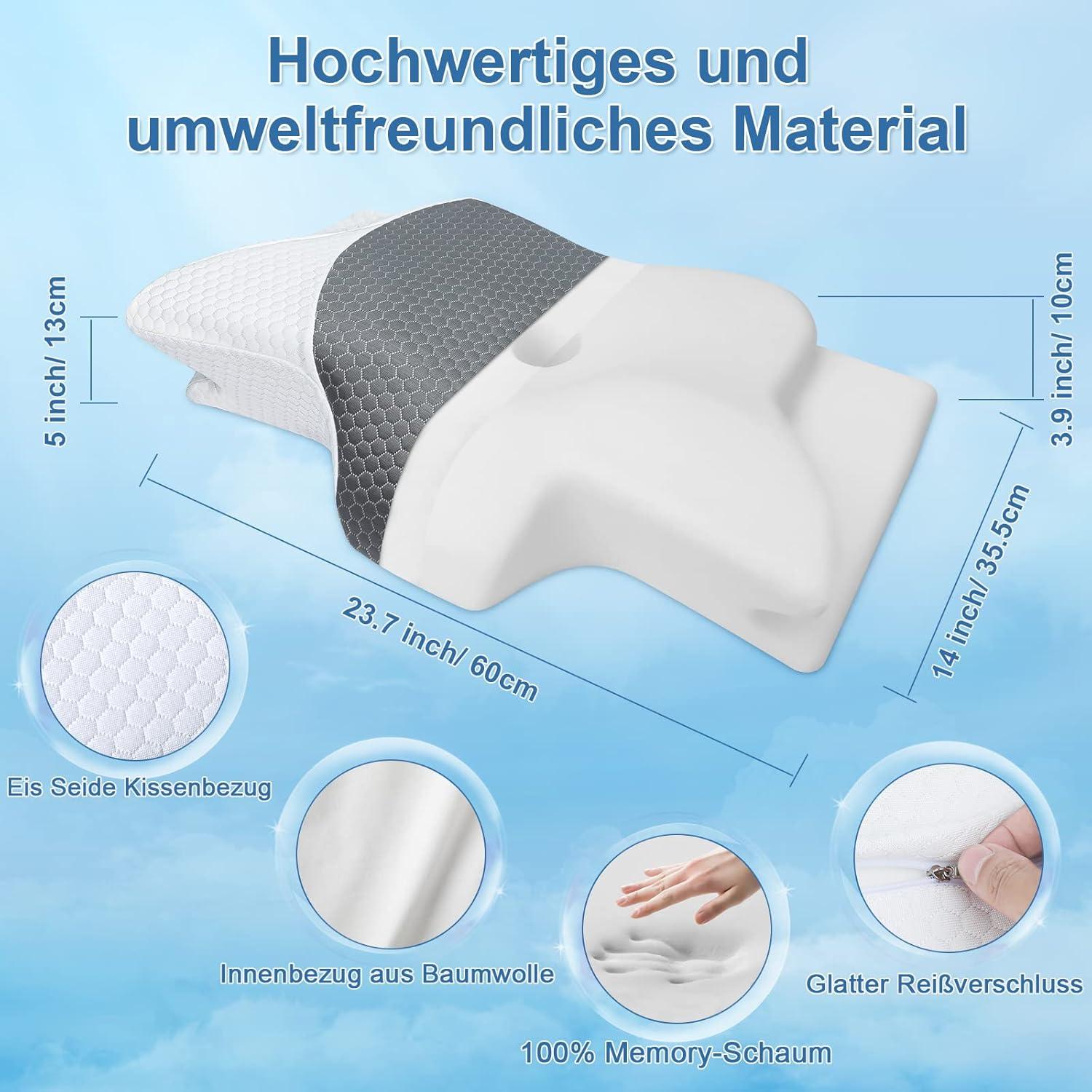 SAHEYER Memory Foam Nackenkissen Orthopädisches Schlafkissen 60 x 35.5 x 10/13CM