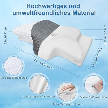 SAHEYER Memory Foam Nackenkissen Orthopädisches Schlafkissen 60 x 35.5 x 10/13CM