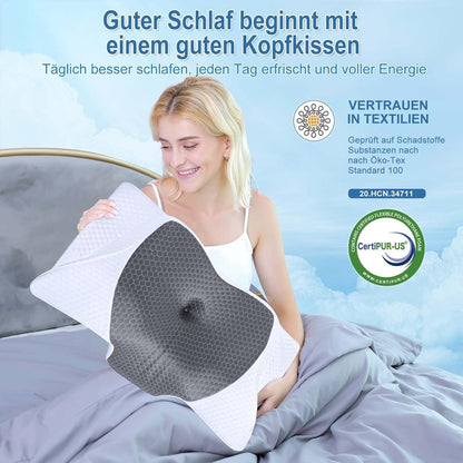 SAHEYER Memory Foam Nackenkissen Orthopädisches Schlafkissen 60 x 35.5 x 10/13CM