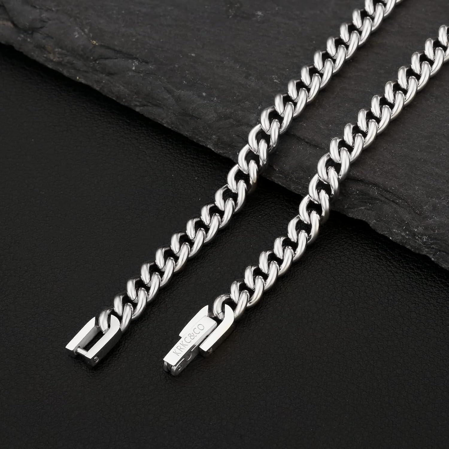 Panzerkette Herren 5mm Edelstahl 18K Gold Vergoldet 61cm Silber