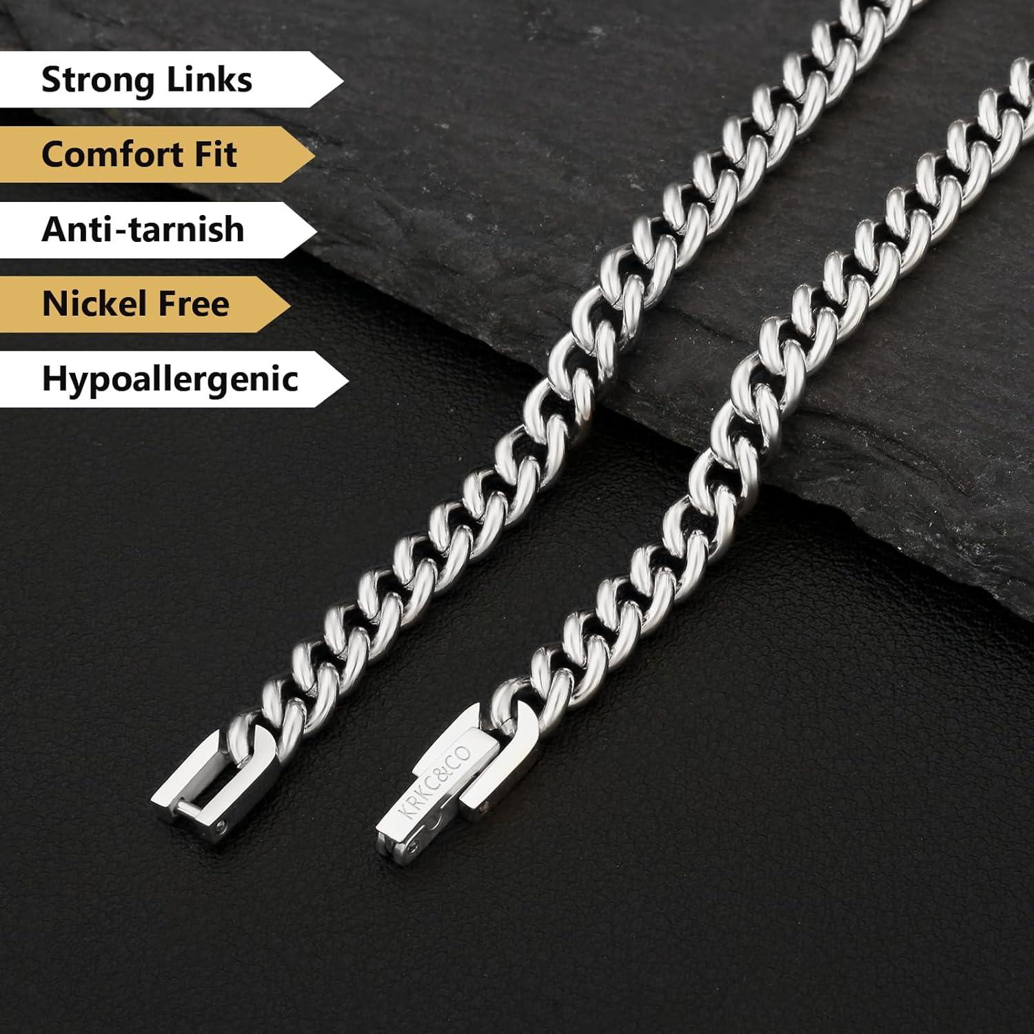 Kubanische Panzerkette 5mm Edelstahl Gold Vergoldet 40.6cm Silber Gold
