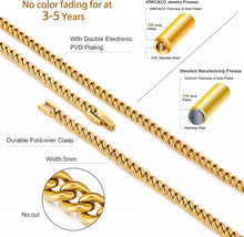 Goldene Panzerkette Herren Edelstahl 18K Vergoldet 5mm