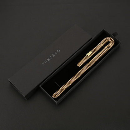 Kette Herren Panzerkette Edelstahl 18K Gold Vergoldet Cuban Link