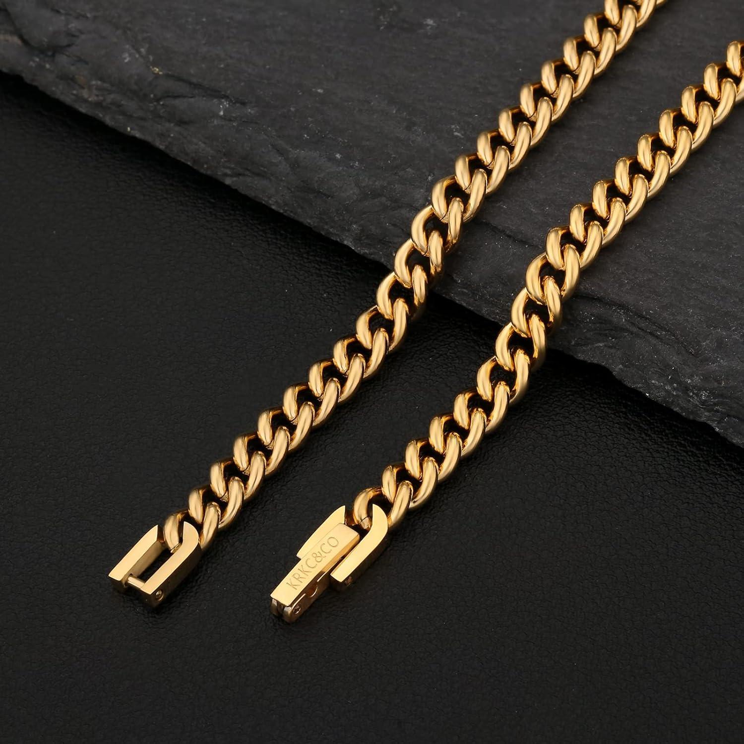 Herren Panzerkette 18K Gold Cuban Link 5mm 40,6cm Goldkette