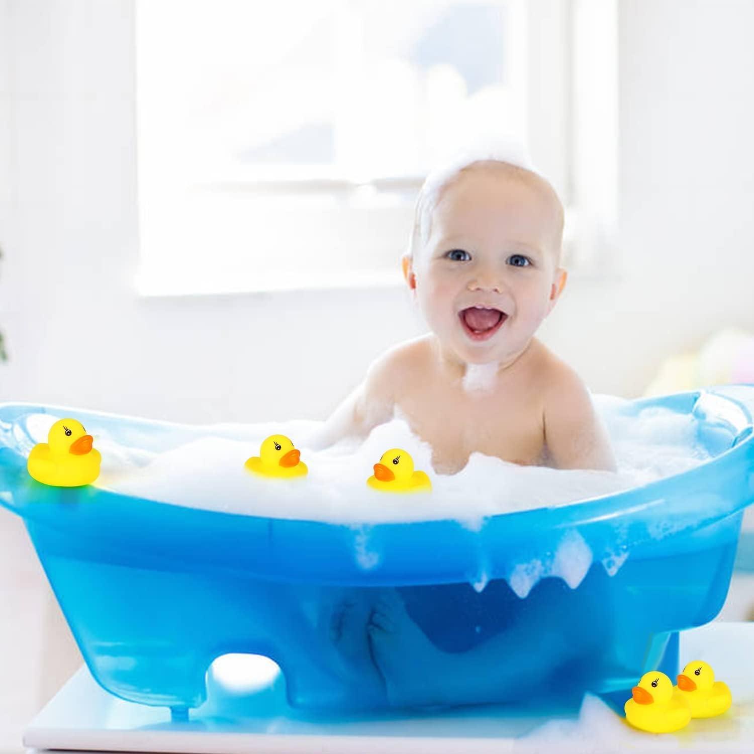 50 Stück Mini Badeenten für Kinder, Quietschendes Badespielzeug in Gelb