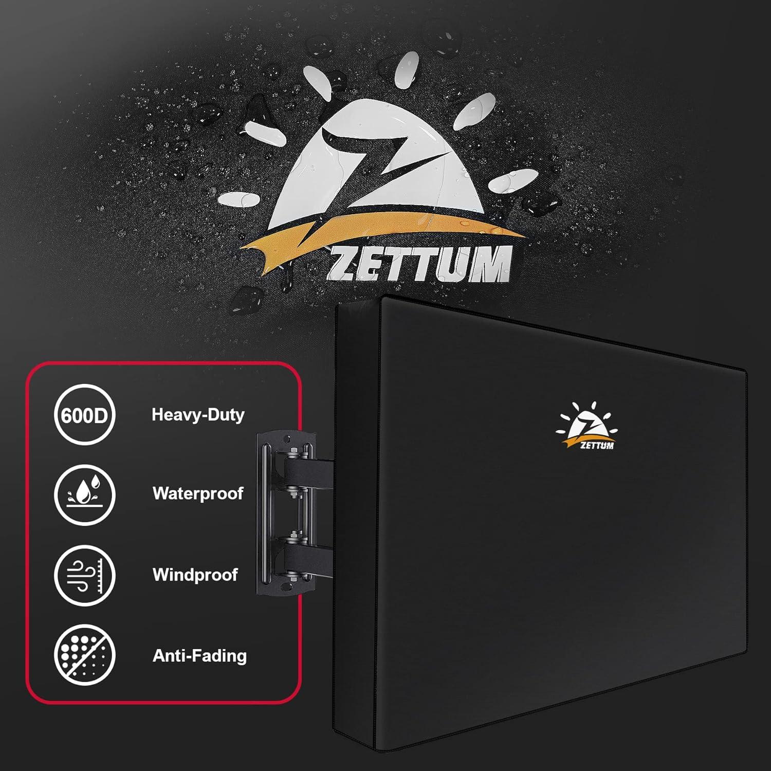 Zettum TV Abdeckung für 40-43 Zoll TV, Fernseher Schutz Abdeckung wasserdicht 600D Oxford PU Schwarz