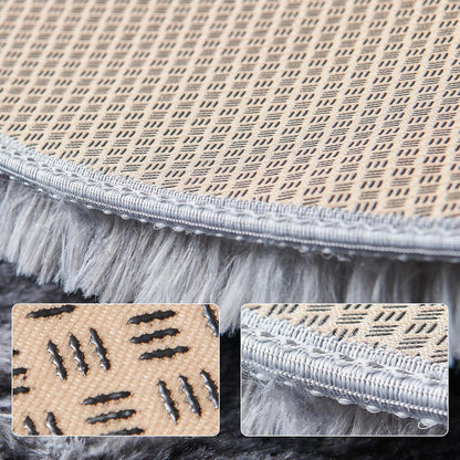 Flauschiger Rundteppich Dunkelgrau 100x100 cm – Weicher Kinderteppich