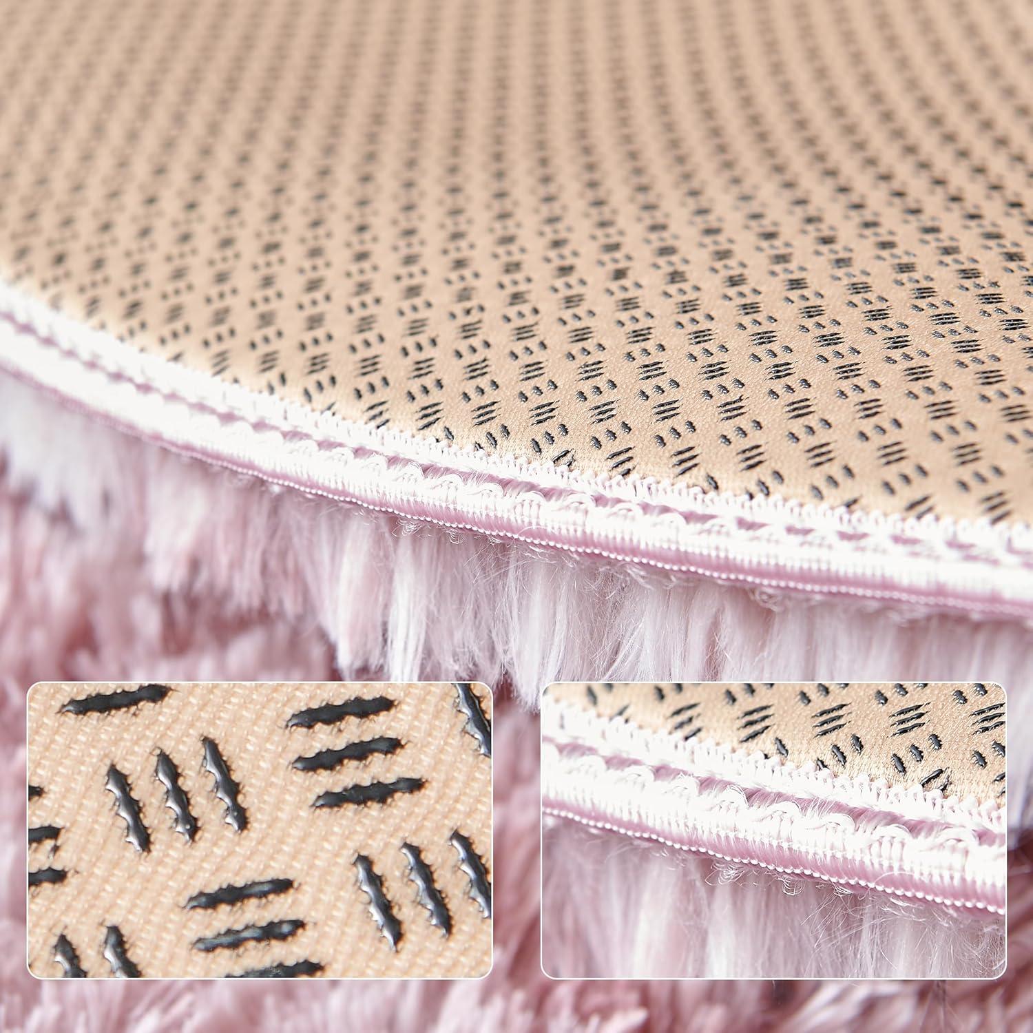 ROHATIM Plüsch Teppich Rund Lila-rosa 100 cm Durchmesser