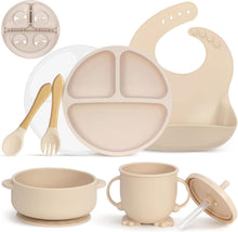 Silikon Baby Geschirrset Rutschfest Kindergeschirr 7tlg BPA Frei