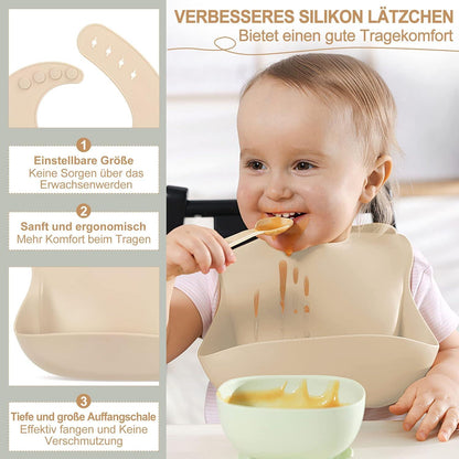 Silikon Baby Geschirrset Kindergeschirr Set mit Saugnapf 7-teilig BPA Frei