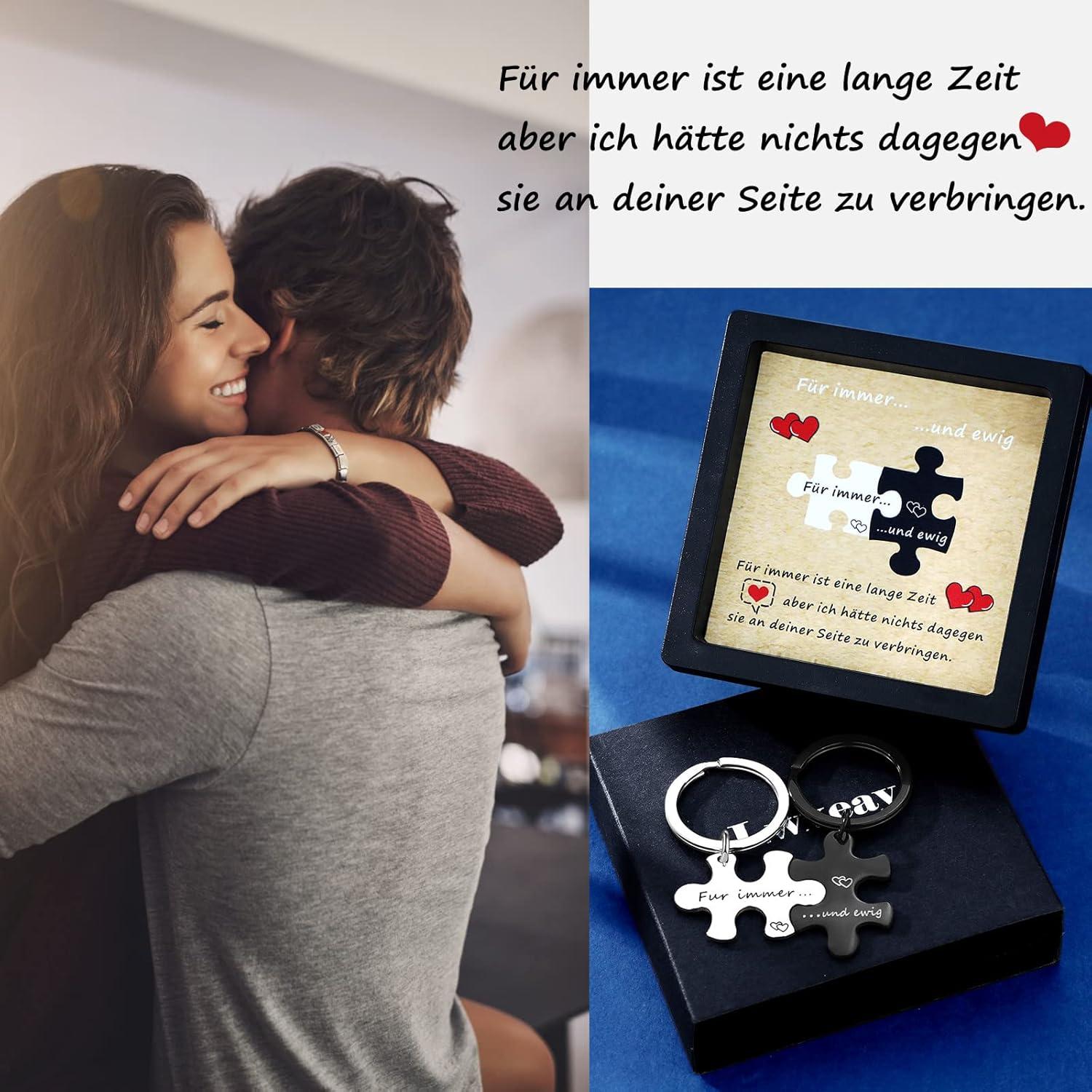 Lwkeay Weihnachtsgeschenke - Pärchen Schlüsselanhänger Partnergeschenke 2pcs mit Gravur - Für immer und ewig - Geschenk Paare