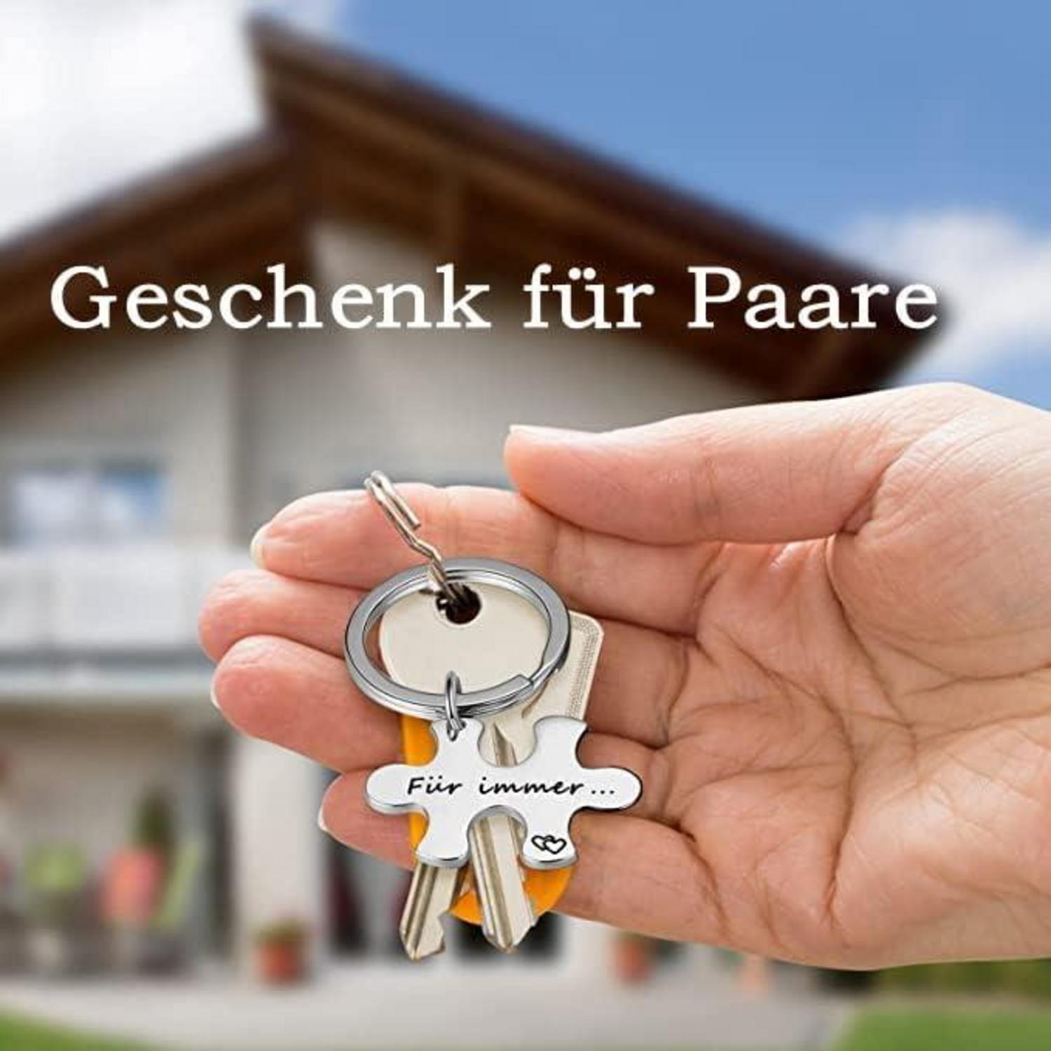 Puzzle Schlüsselanhänger Gravur für Paare Partnergeschenke 2er Set