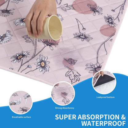 IEUUMLER Welpenunterlagen Rosa Gänseblümchen 106x71cm 2er Set - Waschbar