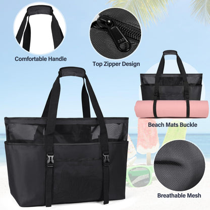 Strandtasche XXL mit Reißverschluss Wasserdicht Faltbar
