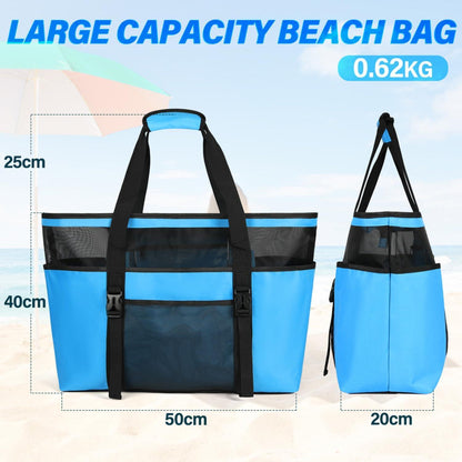 Große Strandtasche Damen XXL Blau Wasserdicht Leicht Mesh