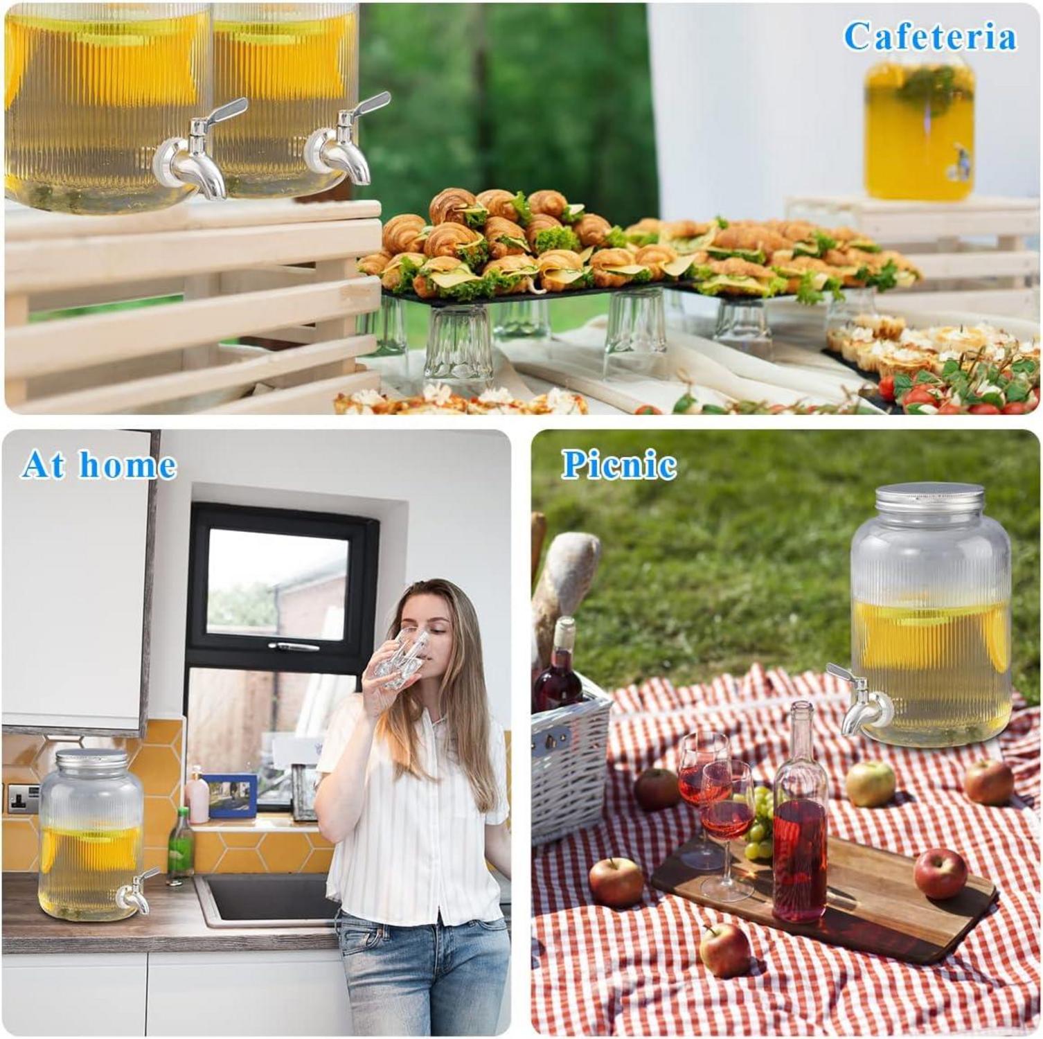 Bergländer Getränkespender 4L Glas Edelstahl BBQ Saftspender