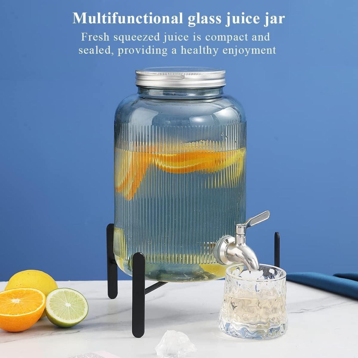 Getränkespender Glas 4L mit Edelstahlhahn, grün