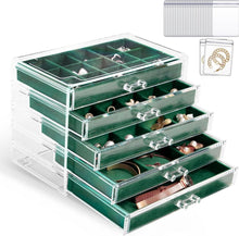 Acryl Schmuckkästchen Schubladen Aufbewahrung Set Transparent Grün