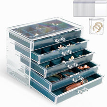 Acryl Schmuckkästchen mit 5 Schubladen & 20 transparente Schmuckbeutel